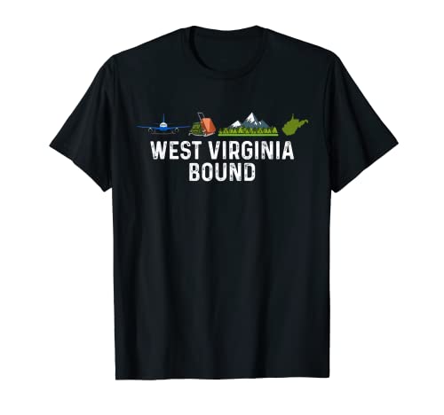 West Virginia - Equipaje de avión y montañas Camiseta