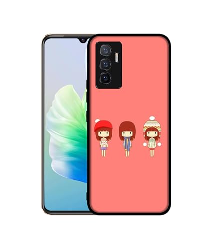 Image of Cute Girls Design Premium 2D Printed Metal Back Case Cover for Vivo V23E 5G / Y75 4G