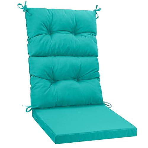 PRIMEPATIO Outdoor High Back Garden Chair Cushion 120x50cm, Waterproof Rattan Seat Pad with Tufted Backrest & Ties for Garden & Patio Furniture,Loungers, 120x50cm, Blue