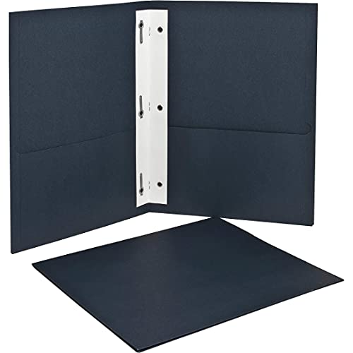 Oxford Two-Pocket Folders w/Fasteners, Dark Blue, Letter Size, 25 per Box (57738)
