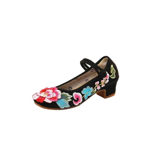 Escarpins Cheongsam style chinois en flanelle de coton brodé floral femme