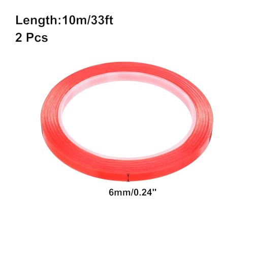 Image of MECCANIXITY 2Pcs 6mm(1 /4 inch) x 10m Phone Repair Adhesive Tape LCD Screen Repair Sticker Double Sided for Cell Phone Tablet Laptop Clear Red