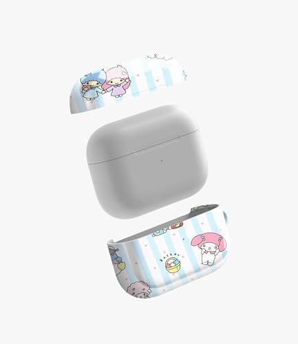 Image of Sweet Kawaii Parade Glossy Case Compatible with AirPods Pro 1, Cute Pastel Blue Striped Protective Hard Cover, Aesthetic Japanese Anime Cartoon Earbud Accessories for Women and Girls
