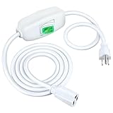 Heavy Duty Outdoor & Indoor Use 6.56 FT Long White Extension Cord with LED Light Switch On/Off, 10A 125V 1250W SJTW 18AWG Electrical Power Cord,Indoor Use, UL Listed