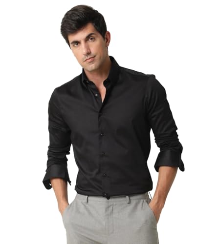 Image of Men's Cotton Blend Solid Shirt - Stylish Button Down Shirt for Casual