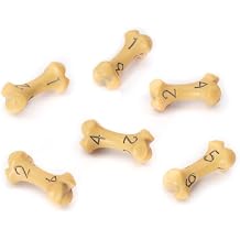 D6 Dice Set - Set of Six 6 Sided Dice - Skull & Bone Themed RPG Dice. Cool & Unique Gift and Compatible with Dungeons & Dragons DND, D&D, Pathfinder, D and D. Ancient Bone Yellow