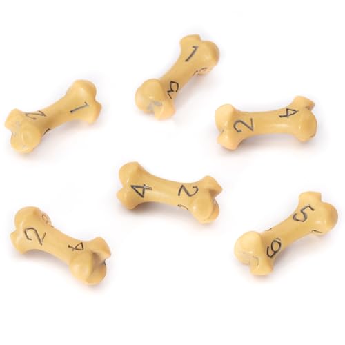 D6 Dice Set - Set of Six 6 Sided Dice - Skull & Bone Themed RPG Dice. Cool & Unique Gift for Dungeons & Dragons (DND), Warhammer, D&D, Pathfinder, D and D. (Ancient Bone Yellow)