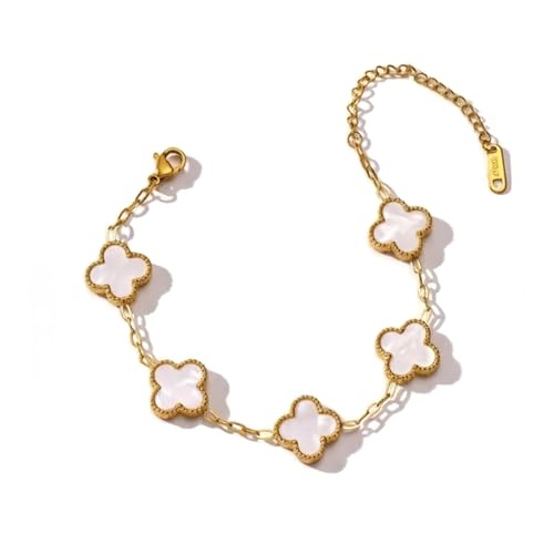 Image of Coastal Luck Jewelry Duo: Gold Plated Clover Bracelet & Starfish Studs - Anti-Tarnish Pinterest Aesthetic