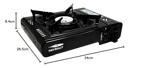 Foto von Gas Bullet ® Universaler Gaskocher + 4 Kartuschen | Für 227g Ventilkartuschen | Mit Piezo-Zündung | Kompakt & leicht | Perfekter Outdoor-Kocher für Camping, BBQ & Abenteuer (Gaskocher + 4 Kartuschen)