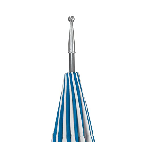 California Umbrella 8.5' Rd. Pagoda Market Umbrella, Silver Pole, 100% Acrylic Blue/White Pacifica Fabric #TOP3