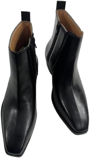 Italian Cut Classic Leather Chelsea Boots for Men | High Ankle Cuban Heel Square Toe Zip Closure Cushioned Insole Boot