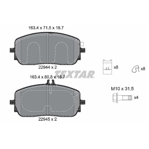 Garnitures de frein TEXTAR 2294401 compatible Mercedes EQA et GLB - 3