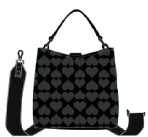 Sac à main bandoulière Betsey Johnson XOXO Sophia rigide noir triple compartiment