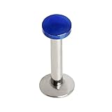 Amelia Fashion 14 Gauge Internally Threaded Flat Disc Top Monroe/Labret Stud 316L Surgical Steel (Choose Color) (Blue)