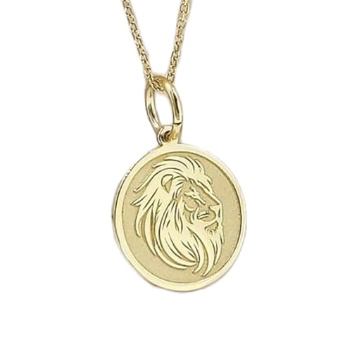 Pendentif tête de lion gravée argent sterling plaqué or