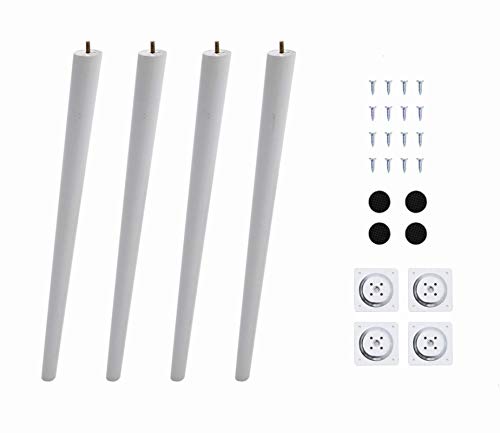 Patas de Muebles de Madera Roble, 4 Patas para Muebles Madera, Pies para Madera, Patas de Recambio para Sofá, Banco, Mesa de Té, Silla, Escritorio, Armario, Otomana, con Rosca M8 - Blanco, 35cm