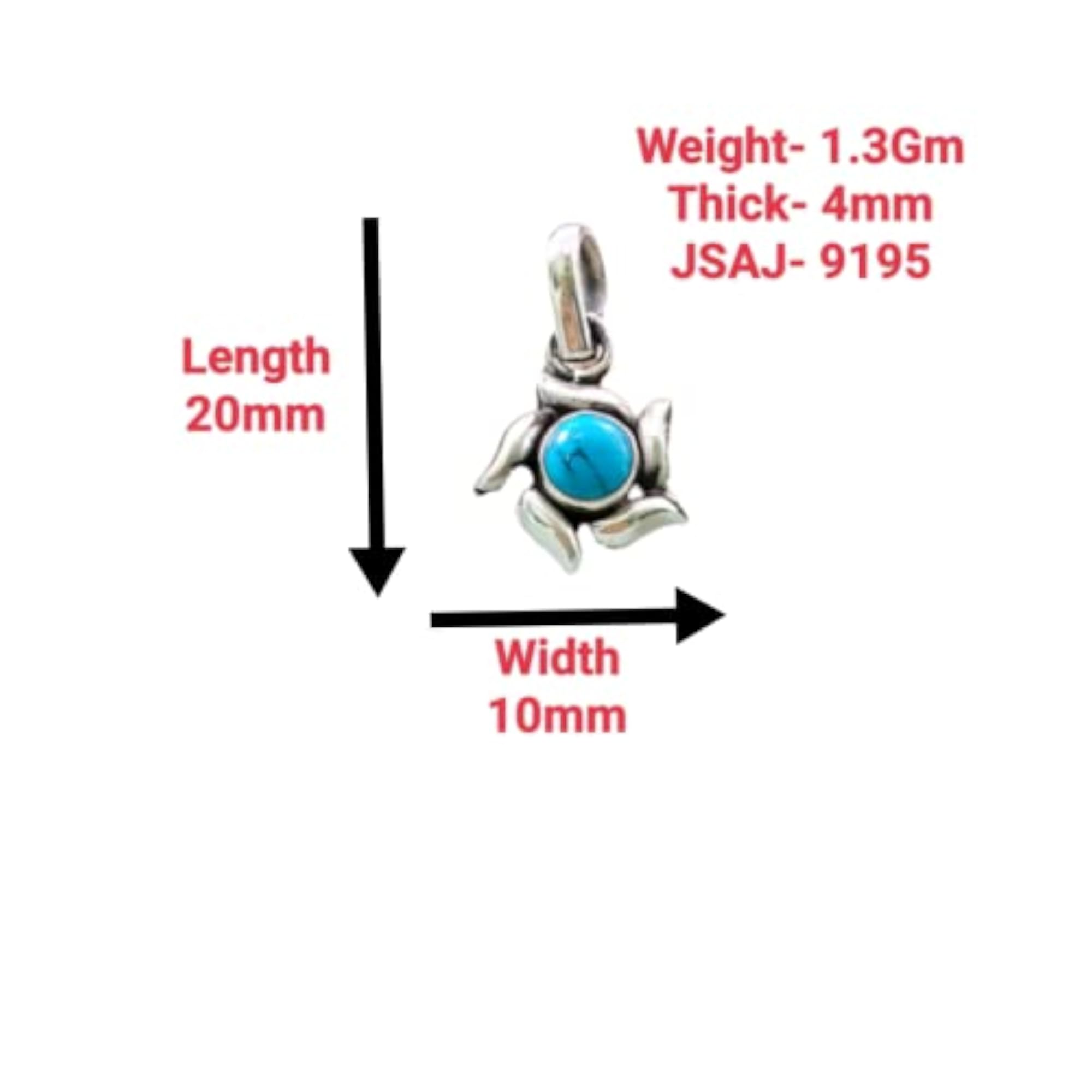 RUBY Stone Round Shape Simple Design Pendant in 925 Sterling Silver