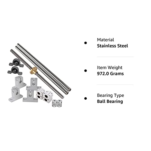 Industrial Combination,Ideaker 500Mm Horizontal Optical Axis & 8Mm Lead Screw Dual Rail Shaft Support Pillow Block Bearings & Flexible Shaft Coupling Set Of 15 #TOP6