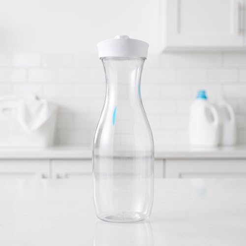 SHINEOFI 3 przezroczyste butelki dozujące mydło z klapką, 1000 ml/33,8 uncji, plastikowe pojemniki do przechowywania płynów do prania i płynów do mycia naczyń, ergonomiczna szyjka ułatwiająca