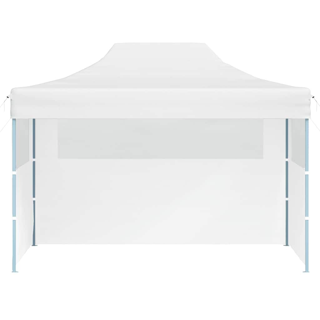 Faltbarer Gartenpavillon mit 3 Wänden, 280 x 410 x 315 cm, Stahl, Weiß