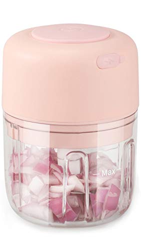 Wireless Electric Small Food Processor, Mini Food Chopper For Garlic Veggie Vegetables Fruit,Salad Mincing & Puree,Kitchen,1 Cup 250ML,BPA free,Pink