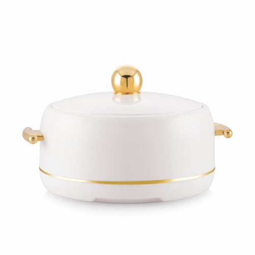 Image of Modware Atlantis Casserole 2000ml Elegant Design Premium Hot Pot, Retains Temperature for Hours, Insulated Inner Steel Casserole for Roti, Hot Box for Home, Chapati Box, Serving Bowl with Lid (White)