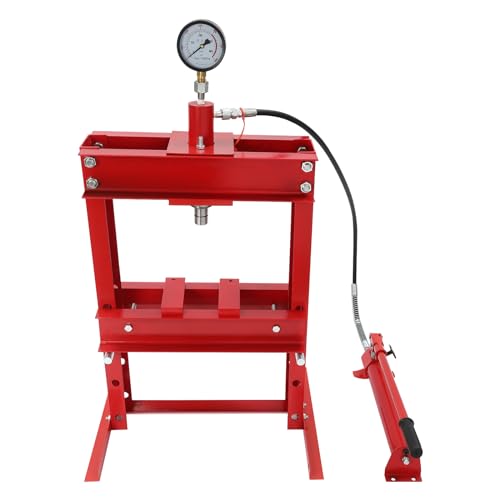 10 Ton Hydraulic Benchtop Press, Adjustable Height H-Frame Hydraulic Shop Press, Garage Shop Benchtop Press with Pressure Gauge for Workshops, Garages, Basements