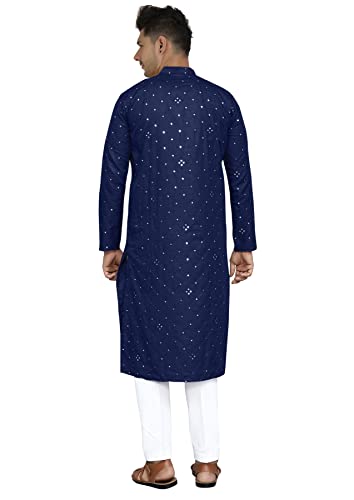 MKP125 Men's Blue Kurta Pajama Set Indian Traditional Party Wear Outfit4