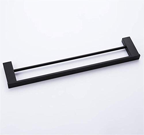 Porte-serviettes double pôle noir support mural de bain - 3