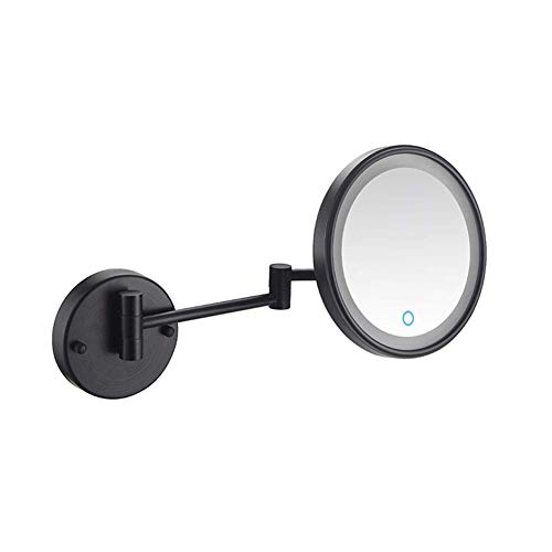 Miroir de maquillage noir mat haut de gamme 8" rotatif avec raccordement mural - 2