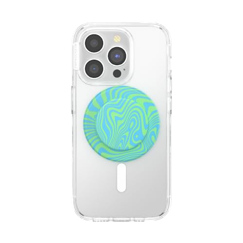 Image of PopSockets Phone Grip for MagSafe, Magnetic Holder, Phone Stand, Neon Green - Swirl Oasis Keylime