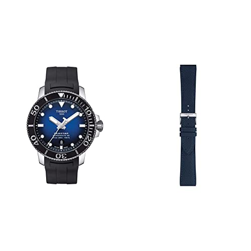 Tissot Men's Seastar 660/1000 Stainless Steel Casual Watch Black T1204071704100 Nylon Black Watch Strap, 22 (Model: T852046783)