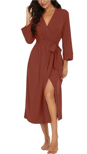 Image of VINTATRE Women Robes Long Knit Bathrobe Lightweight Soft Bath Robe with Pockets