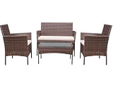 Drmilito Muebles Jardin Exterior Conjunto Terraza Exterio de Ratán 4 Piezas Set