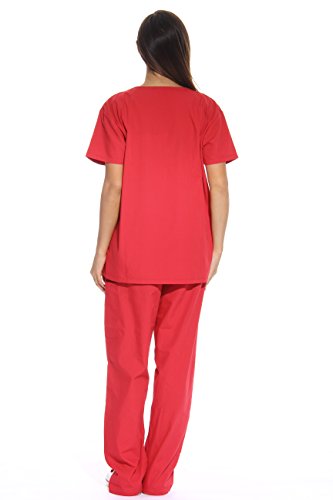 Image of Just Love Women's Medical Scrubs Set, 6-Pocket V-Neck Top & Cargo Pants, Cotton Blend Nursing Uniform