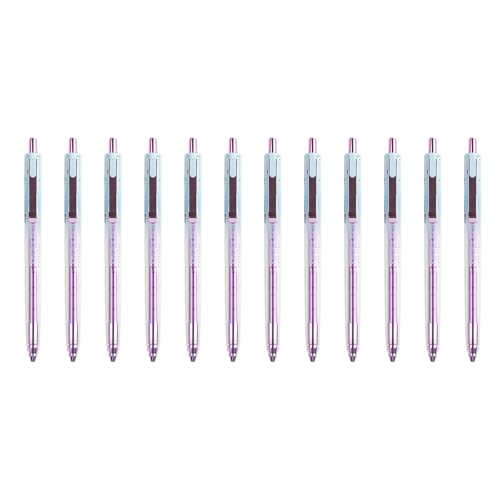 Pack of 12 Clicks Gel Pen Smooth Quick Drying 0.5mm Inks Roller Ball Pen Fine Point Pens for Exams Office School Writing Smooth 