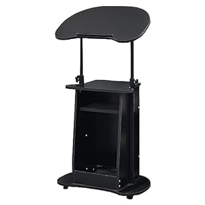 OIFAODAO, Mobiler Laptop-Podium-Empfangsschre... Stehpult, Sitz-Steh-Schreibtisch mit drehbarer Platte, rollender Rednerpulttisch for Konferenzen, Auditorium, Klassenzimmer ，Stehende Bühne(D)