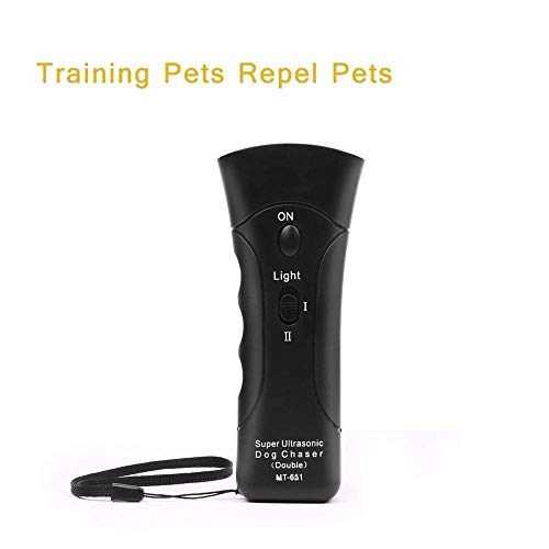 Moh Handheld Dog Repellent, Dual Channel Electronic Animal Repellent, Handy Ultrasonic Dog Deterrent for Outdoor Camping Garden, Bark Stopper + Good Behavior Dog Training