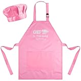 Bouiexye Kids Apron and Chef Hat Set Adjustable Child Aprons...