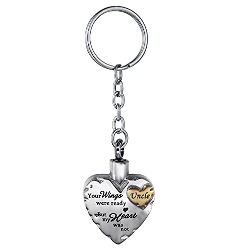 FCZDQ Your Wings were Ready but My Heart was Not Stainless Steel Cremation Jewelry for Ash Urn Keychain Gold Uncle