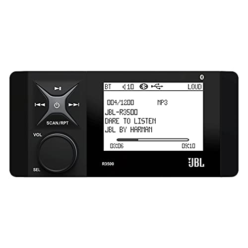 Marine Bluetooth AM/FM Radio Stereo LCD Digital Media Receiver Bundle With 4x 6.5\" 180 Watts Peak Power White Boat Speakers, 50 Feet 16-Gauge Speaker Wire - OEM Replacement