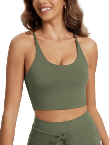 Image of ODODOS Halter Sports Bra for Women Non Padded Strappy Cropped Tops Workout Yoga Crop