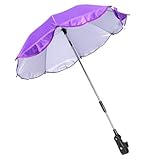 FIXOSHEE Kinderwagen Sonnenschirm UV Schutz Verstellbar Kinderwagen Sonnenschirm Violett Silberbeschichtung Wetterfester Sonnenschutz Für Junge Mädchen Außenbereich