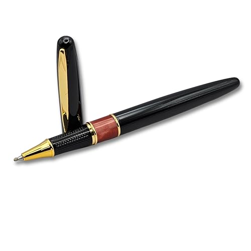 Image of Venti Gold Trim Roller Ball Pen| Black Body Color | Ink Color - Black| Novel Gifts For Professionals | Premium Pens For Personal & Professional Use | Return Gift | (5062-Brown, RollerBall Pen)