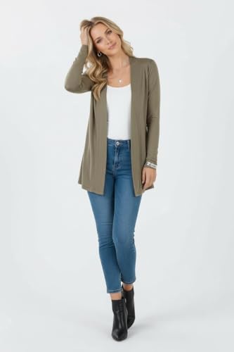Image of ToBeInStyle Womens Open Front Long Sleeve Lightweight Asymmetrical Draped Cardigan with Side Pockets