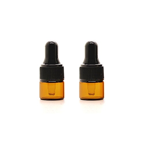 Amber Glass Dropper Bottles 30 Pcs Mini 1ml 2ml 3ml Essential Oils Dropper Bottles Refillable Perfume Fragrance Cosmetics Glass Dropper Pipette Bottles Vial Container (1ml)