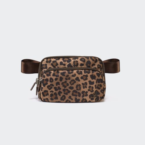 Image of Pander Nylon Crossbody Belt Bag with Excess Strap Keepers, 6-Pocket Adjustable Sling Fanny Pack for Travel and Everyday Carry, Leopard Multi