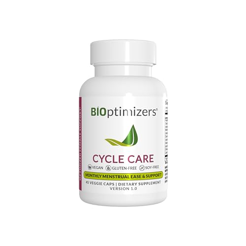 bioptimizers - cycle support - period support supplement for women - bloating and cramping menstrual relief - 45 capsules