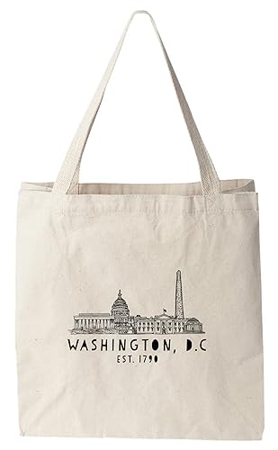 Bolsa tote de lona 100 % algodón, diseño original con ciudades miniatura 1