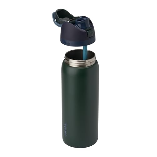 Image of Owala FreeSip Insulated Stainless Steel Water Bottle with Straw, BPA-Free Sports Water Bottle, Great for Travel, 32 Oz, Lost Signal